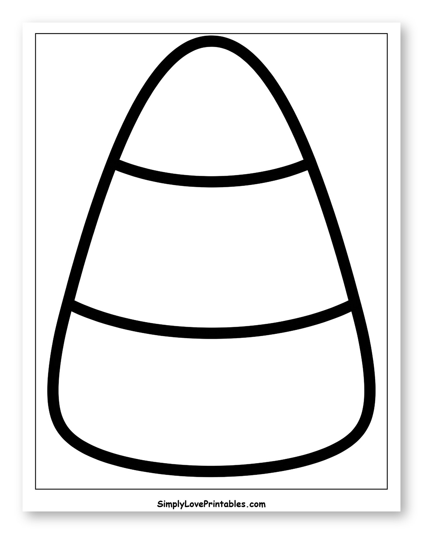 Classic Three-Striped Candy Corn Outline to Color for Toddlers