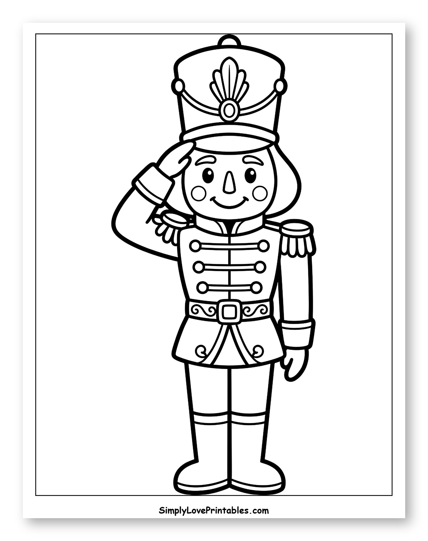 Classic Toy Nutcracker Saluting Proudly Coloring Sheet for Toddlers