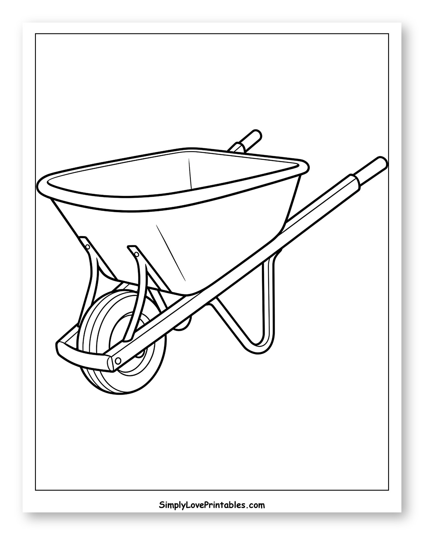 Classic Wheelbarrow Outline Drawing
