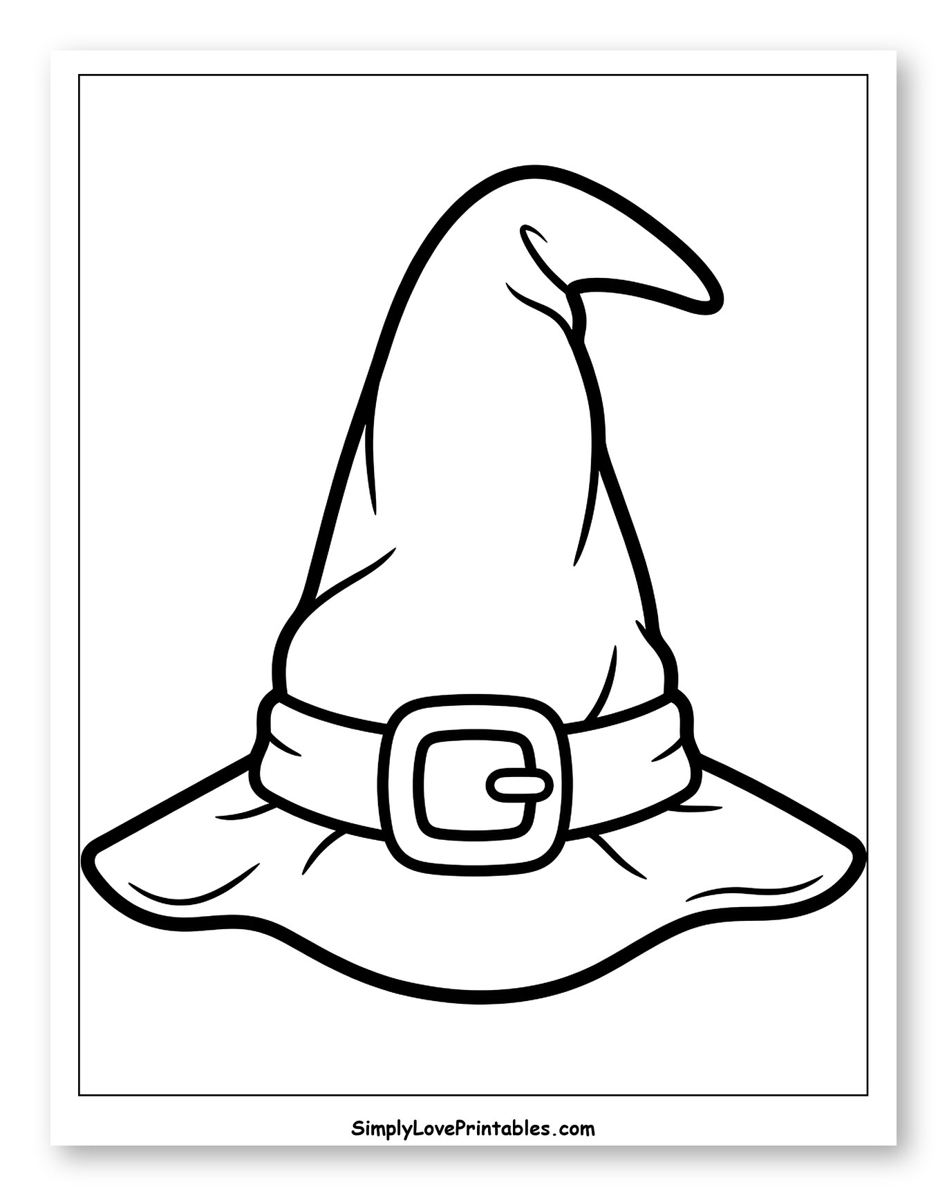 Classic Witch's Hat with Buckle Coloring Page for Toddlers