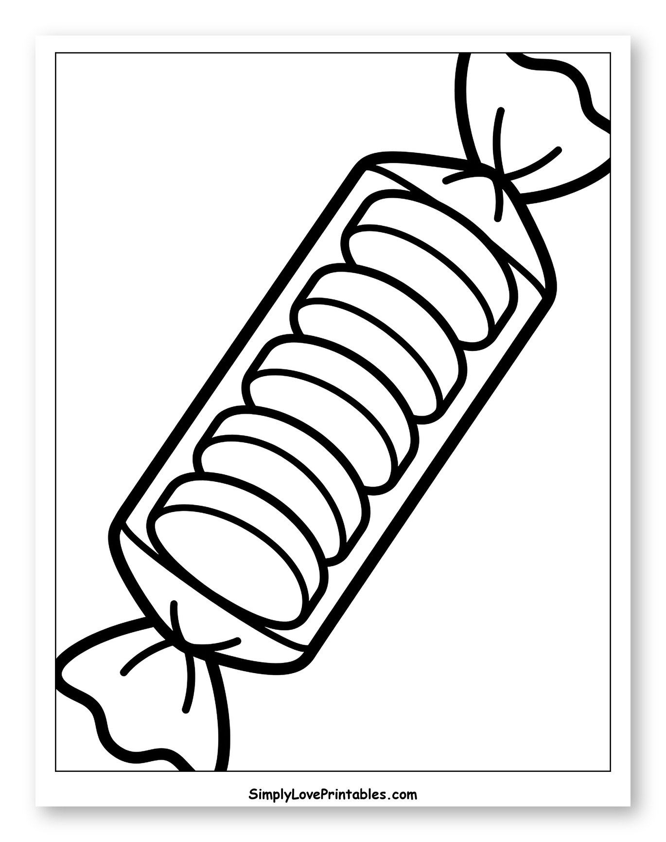 Classic Wrapped Candy Roll Coloring Page for Toddlers