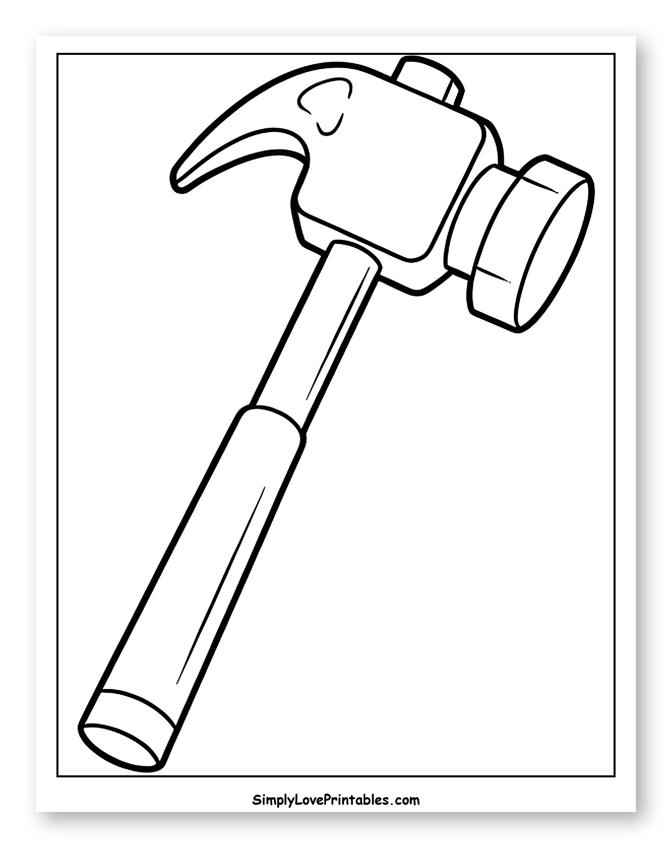Claw Hammer with a Sturdy Handle Coloring Page for Toddlers