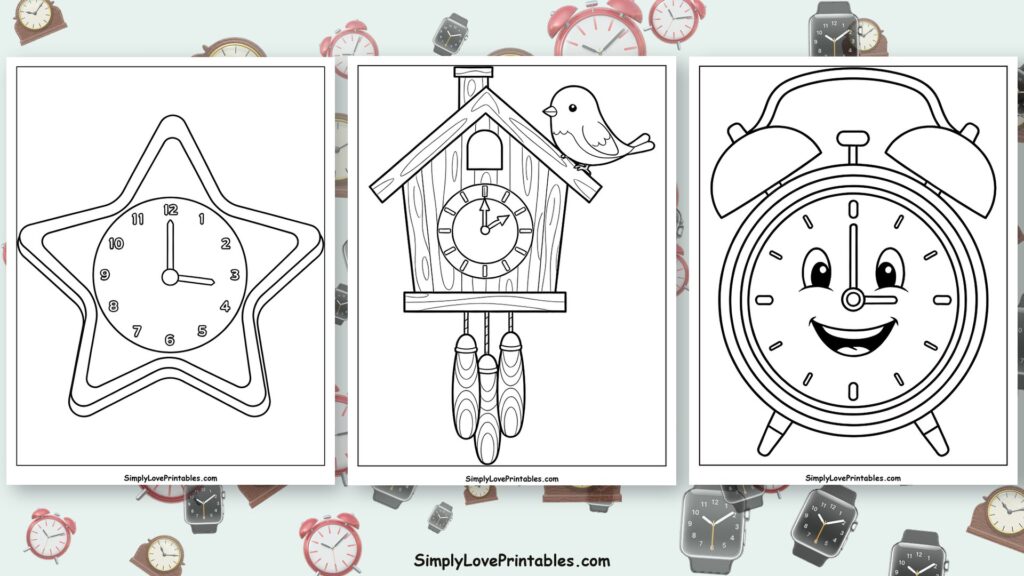 Clock coloring pages featured image