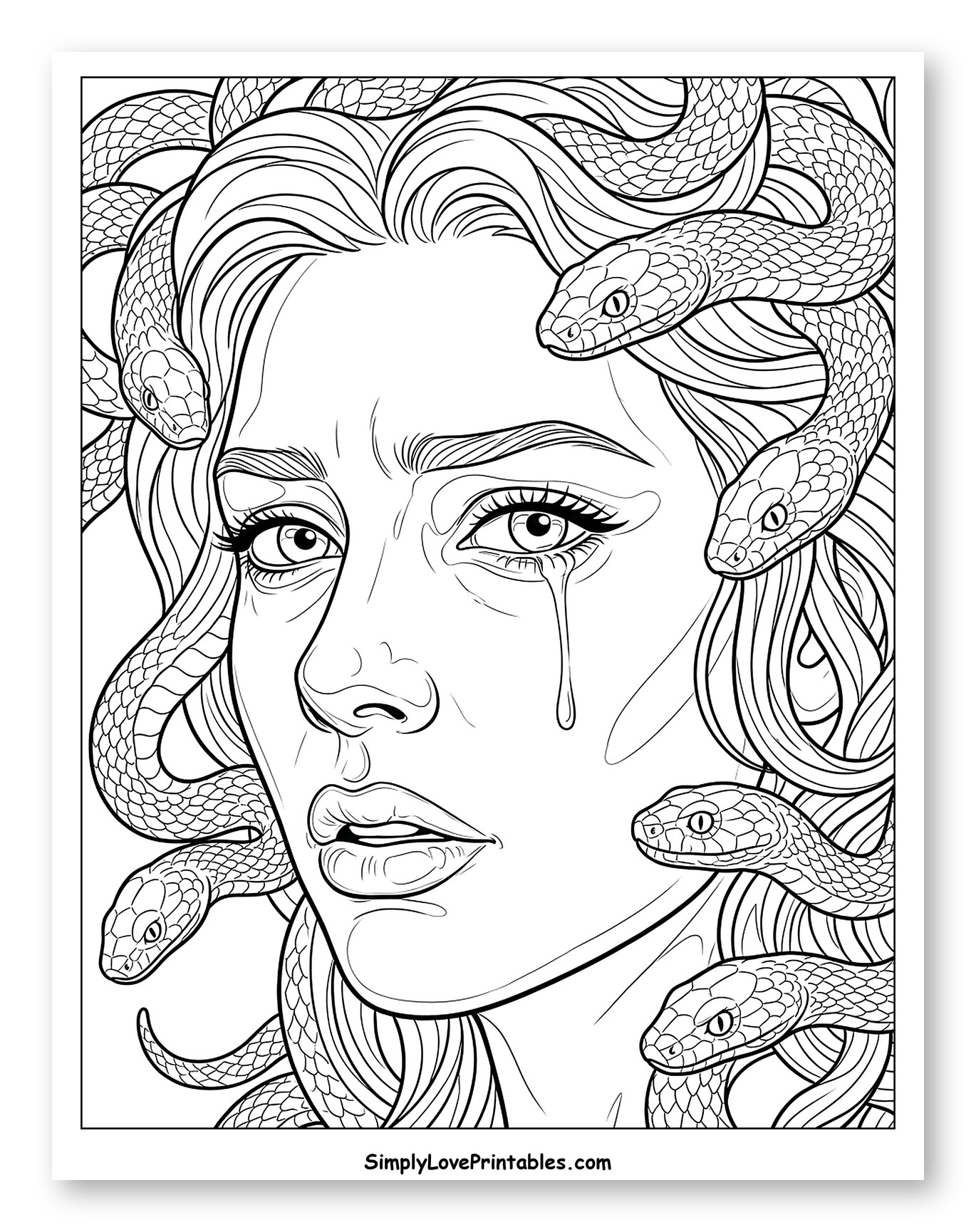 Close-up of Crying Medusa with Snakes