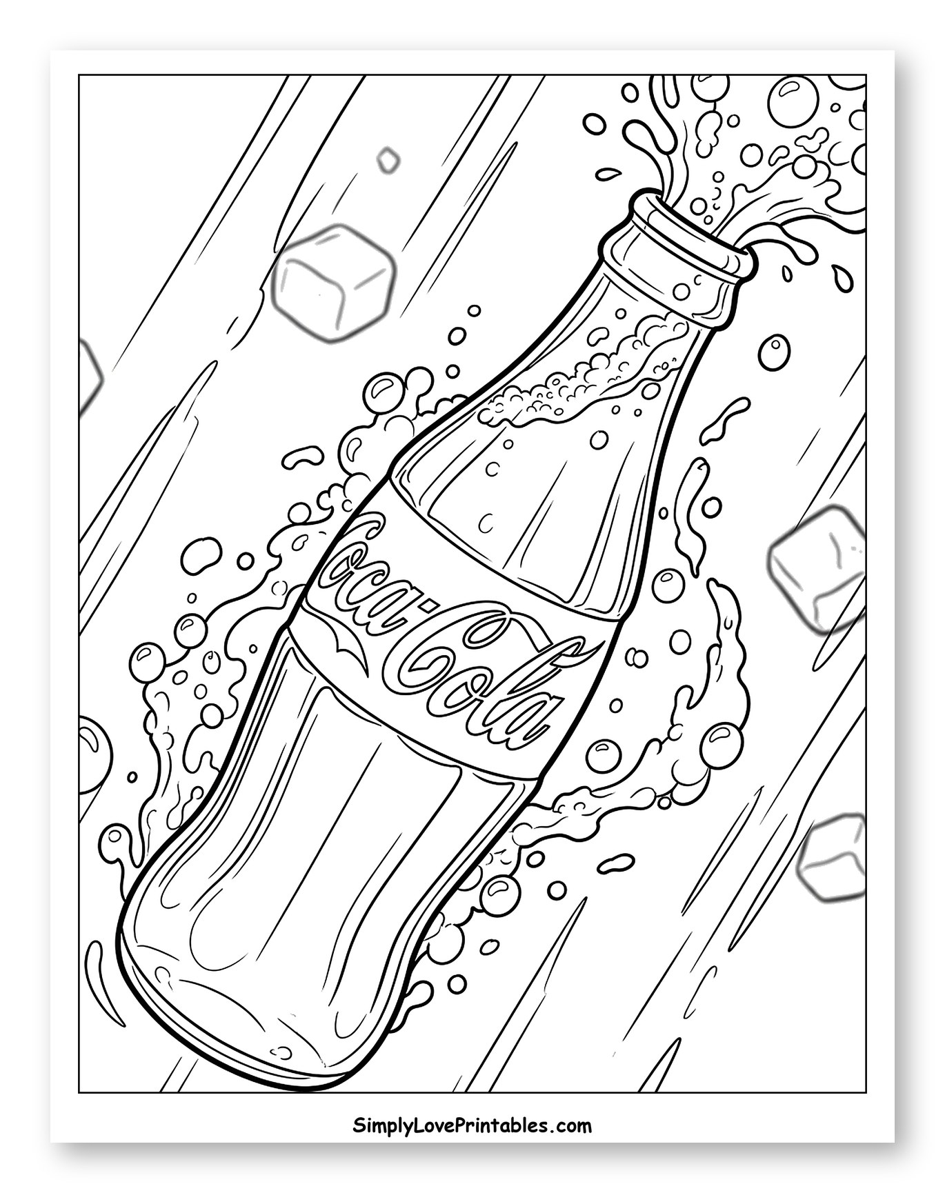 Coca-Cola Bottle Splashing with Ice Cubes