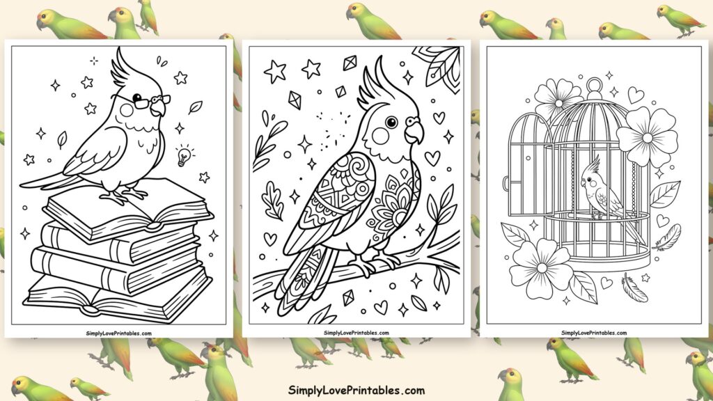 Cockatiel coloring pages featured image