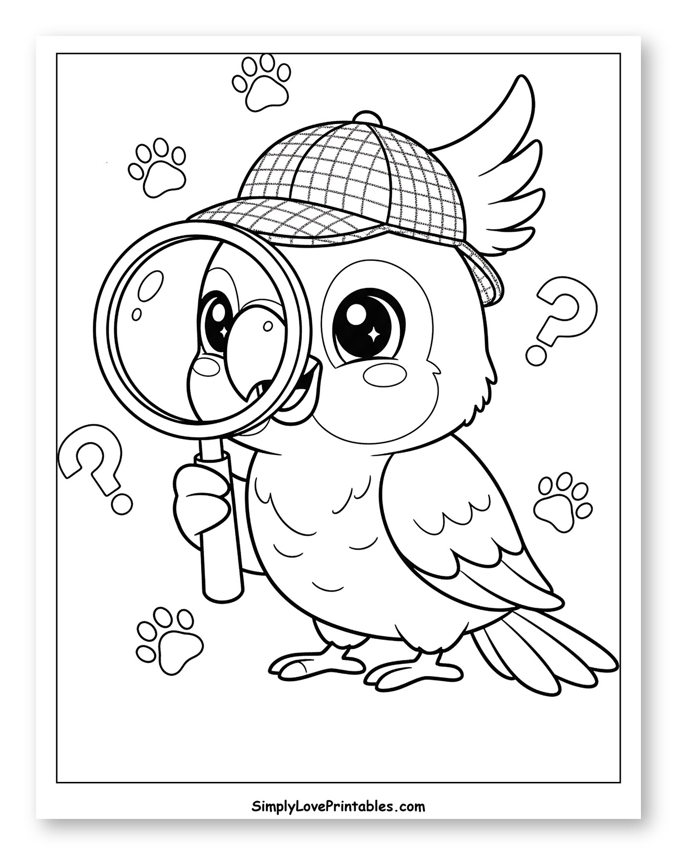 Cockatoo Detective with Magnifying Glass