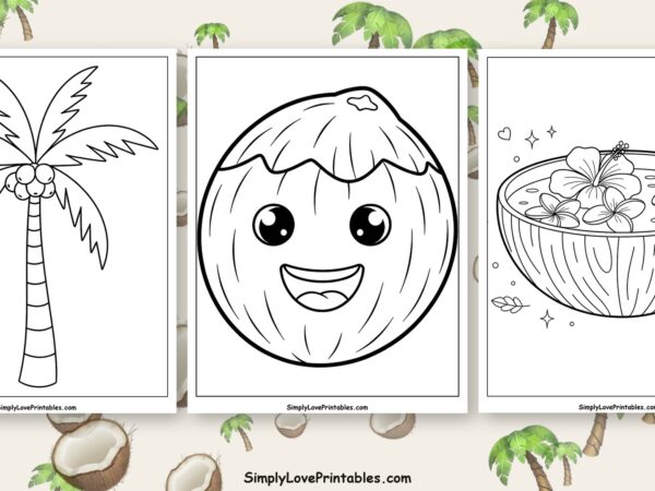 Coconut coloring pages featured image