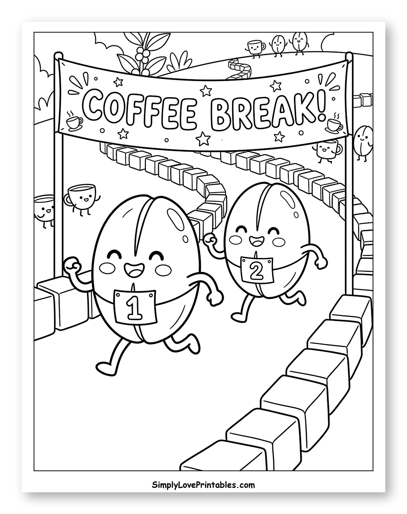 Coffee Beans Racing Towards Coffee Break