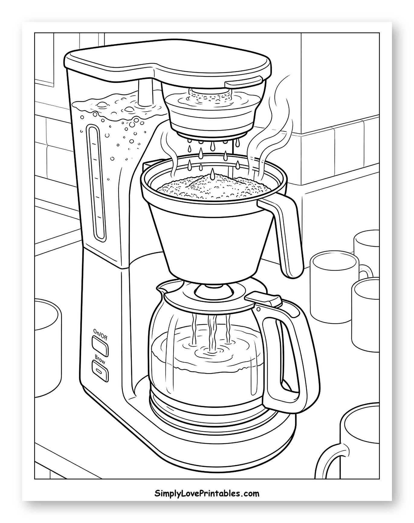 Coffee Maker Brewing Fresh Coffee Coloring Page