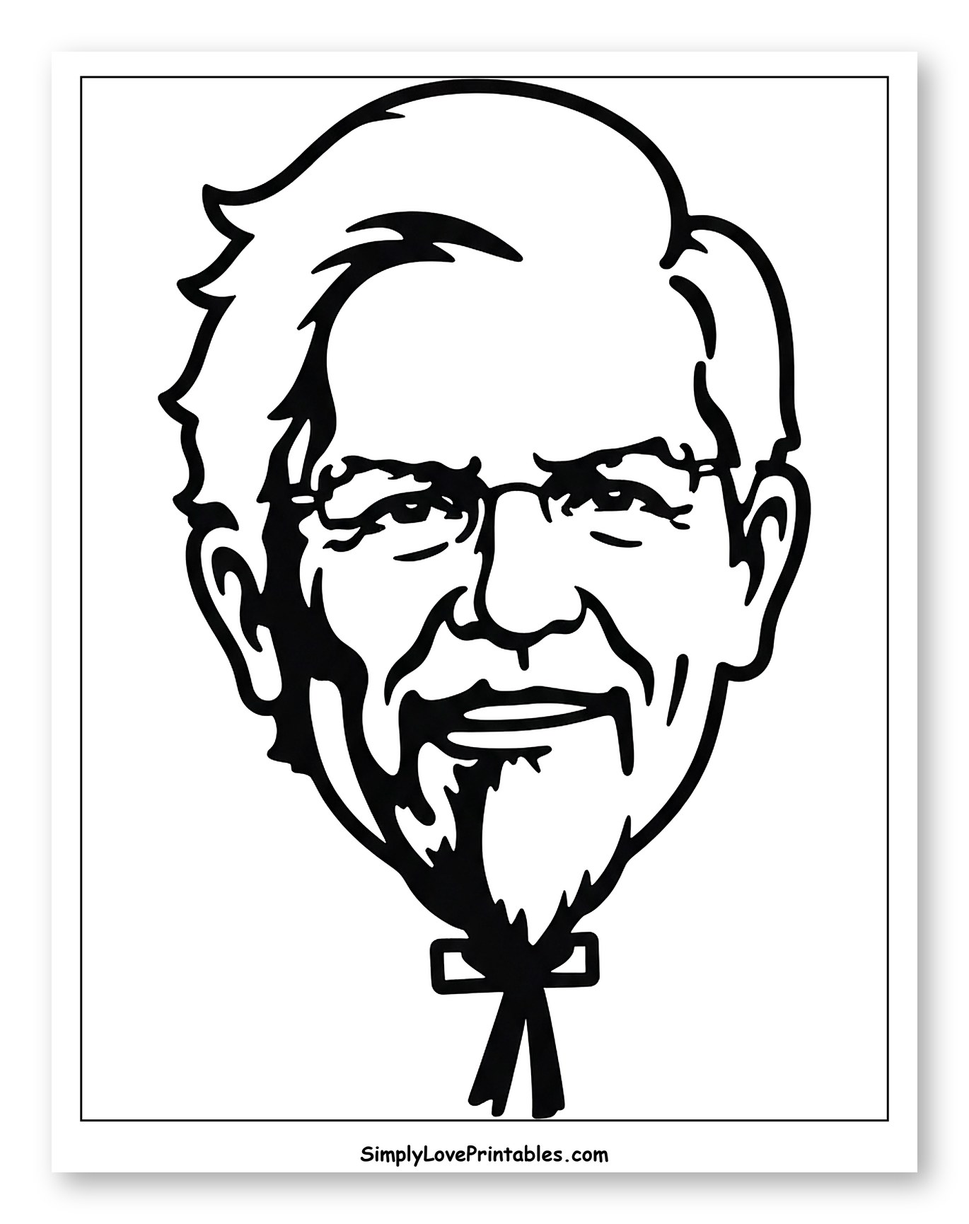Colonel Sanders Head with Goatee to Color for Toddlers