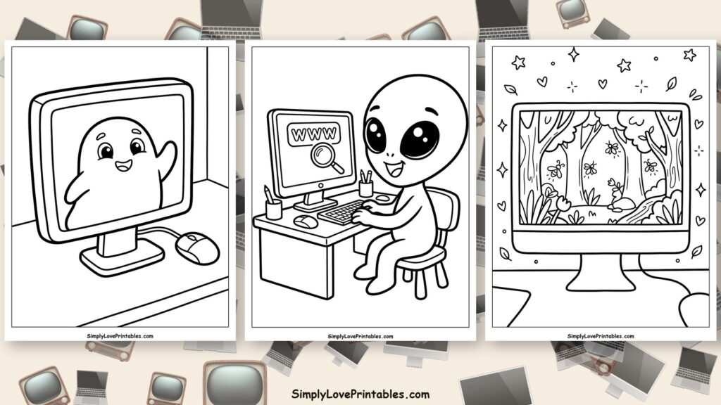 computer monitor coloring pages featured image