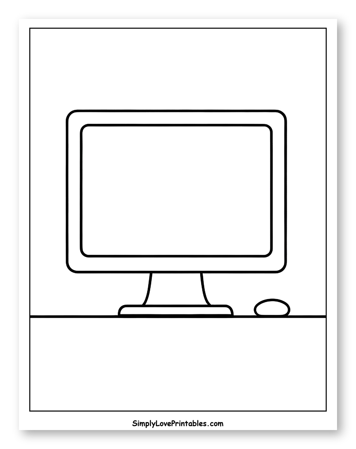Computer Monitor with Mouse on Desk