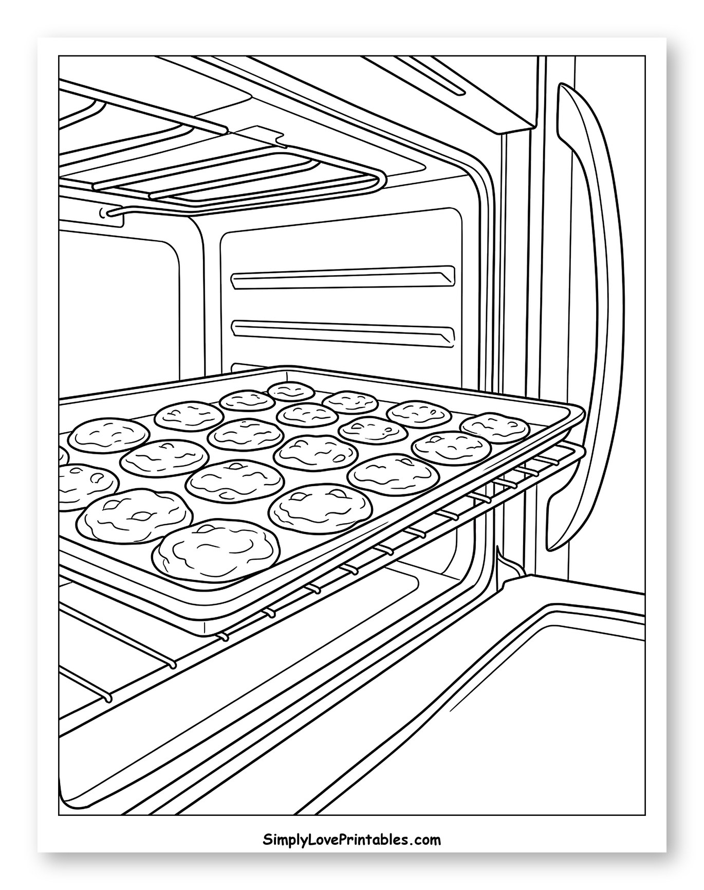 Cookies Baking Inside an Open Oven to Color