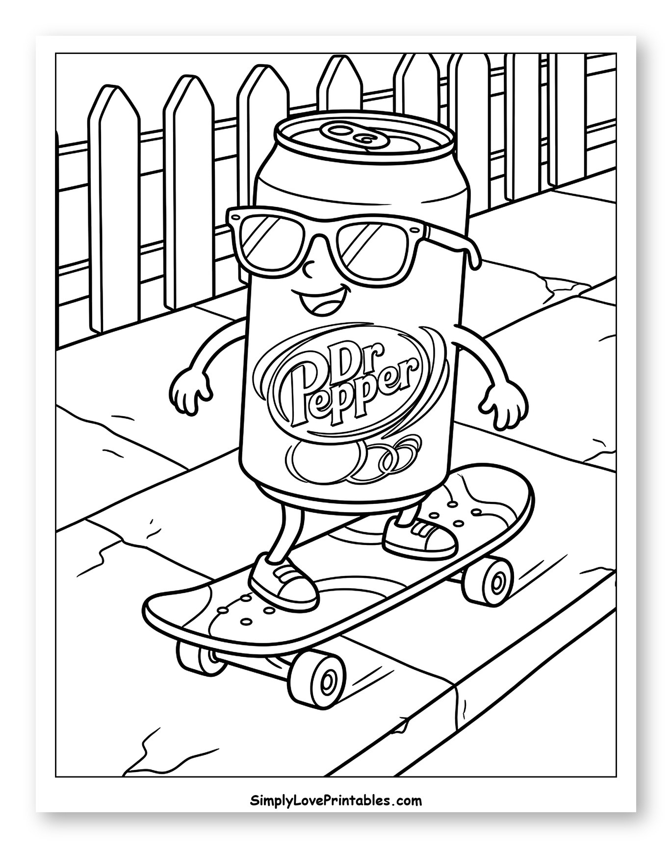 Cool Dr Pepper Can Skater Coloring Page for Kids