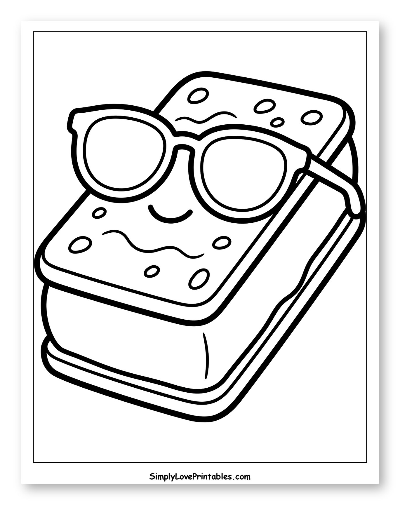 Cool Ice Cream Sandwich Wearing Sunglasses Coloring Sheet for Toddlers