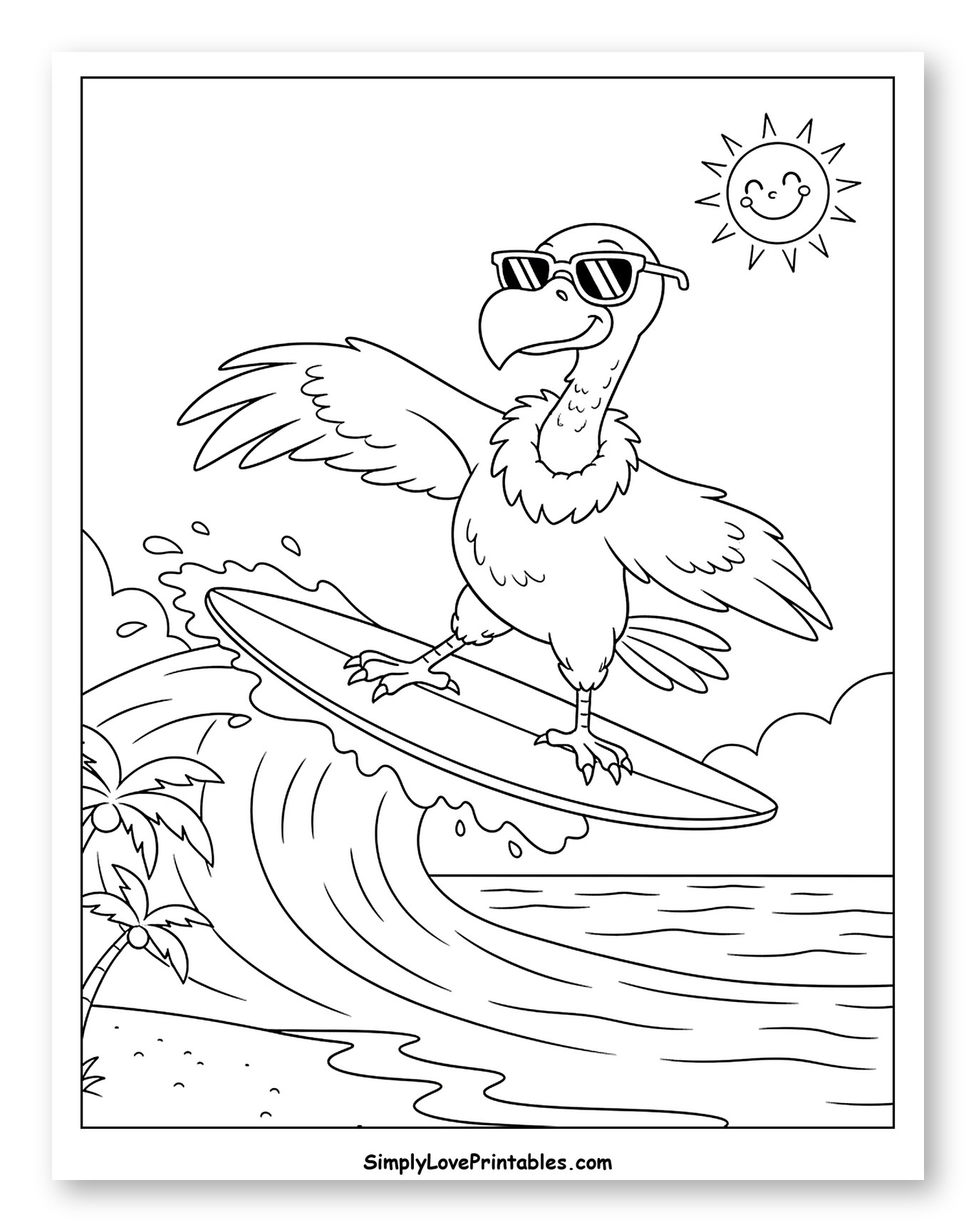 Cool Vulture Surfing on a Big Wave
