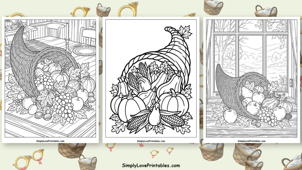 Cornucopia coloring pages featured image
