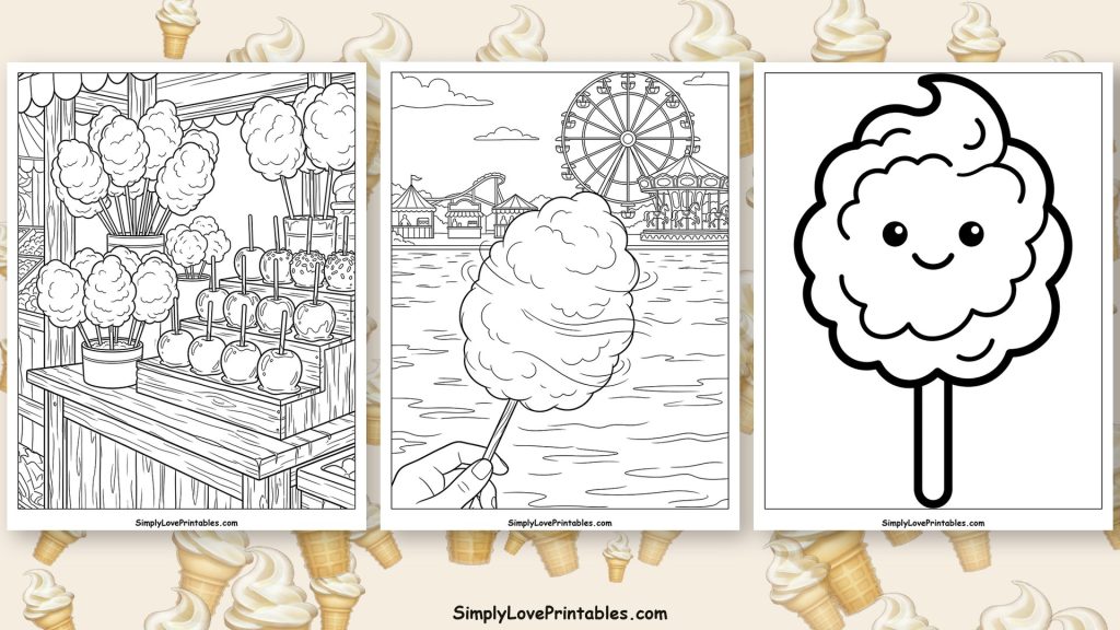Cotton candy coloring pages featured image
