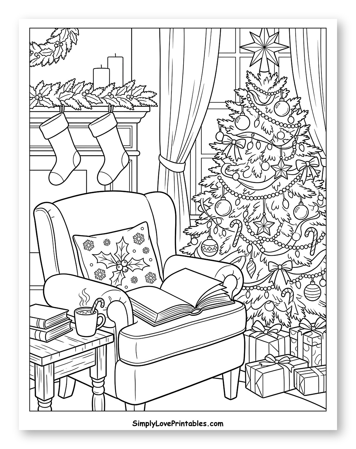 Cozy Armchair by a Decorated Christmas Tree