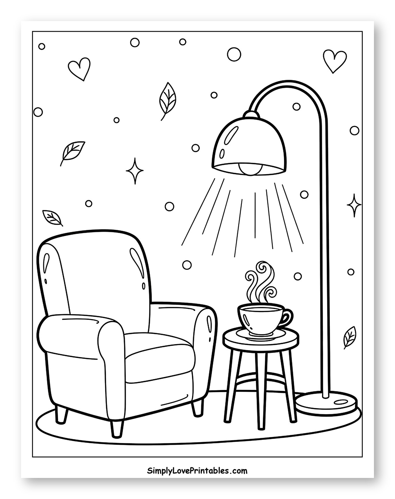 Cozy Armchair with Floor Lamp and Hot Drink