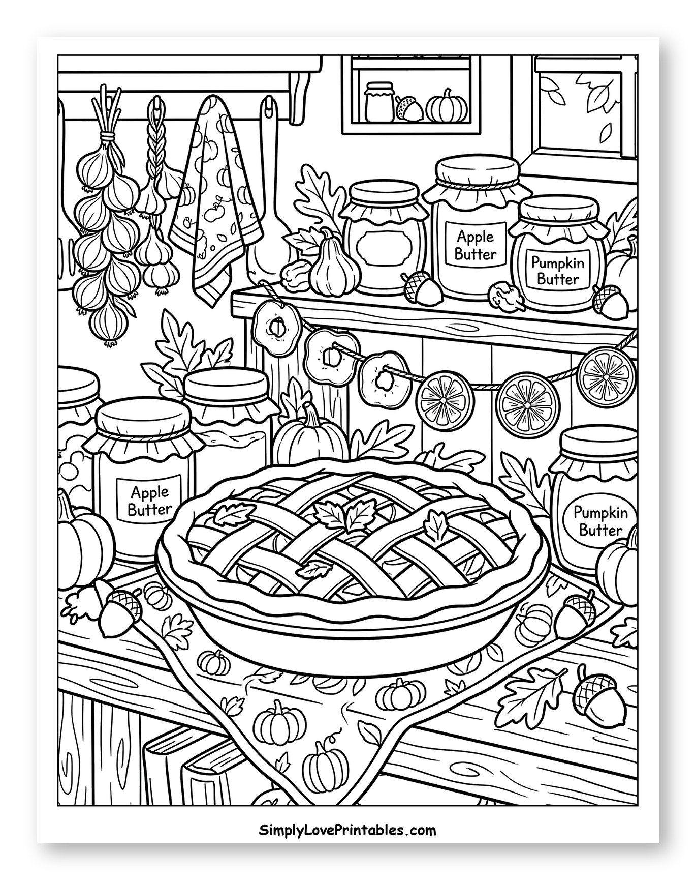 Cozy Autumn Kitchen with Baked Apple Pie