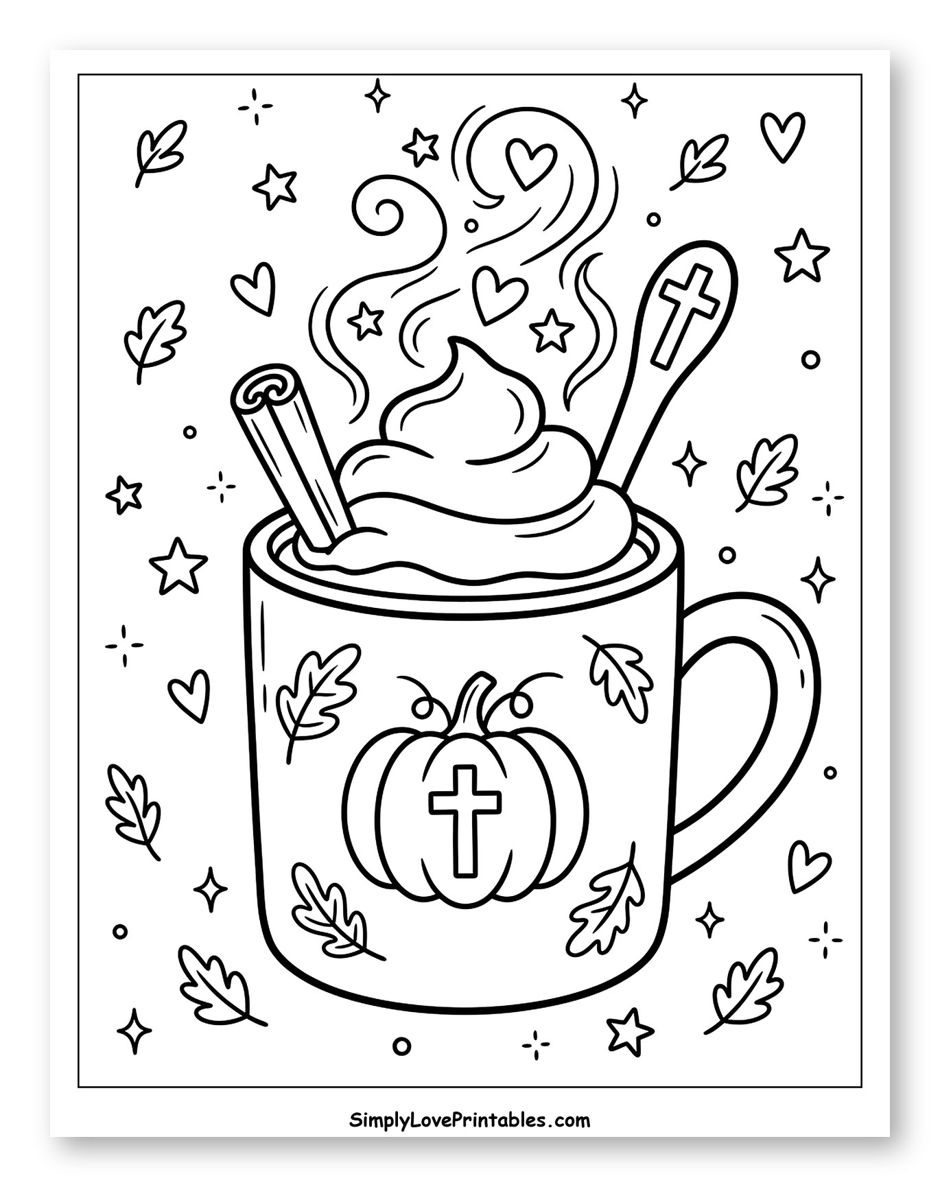 Cozy Autumn Mug with Pumpkin and Cross