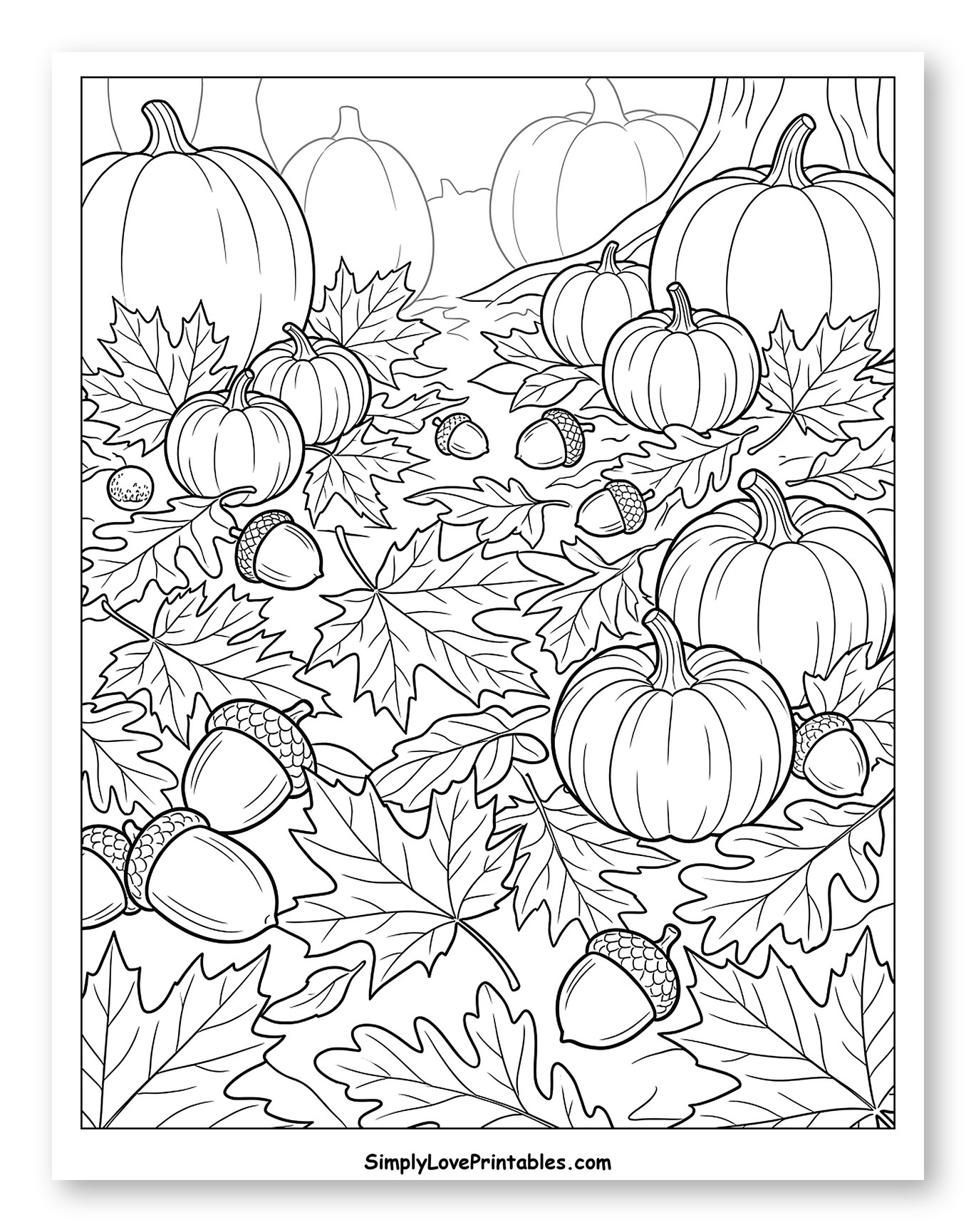 Cozy Autumn Pumpkin Patch with Acorns