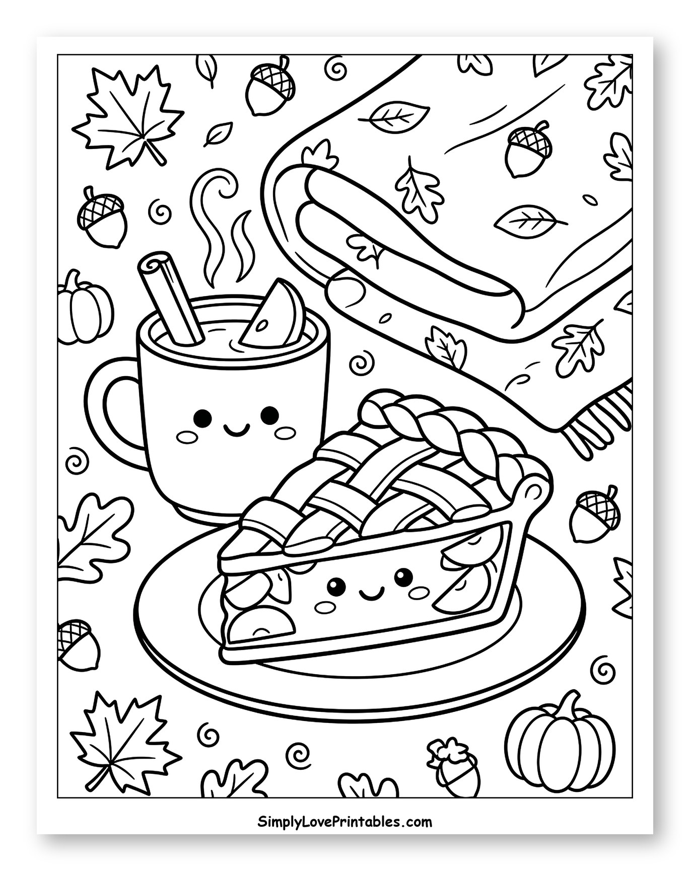 Cozy Autumn Scene with Pie and Hot Drink