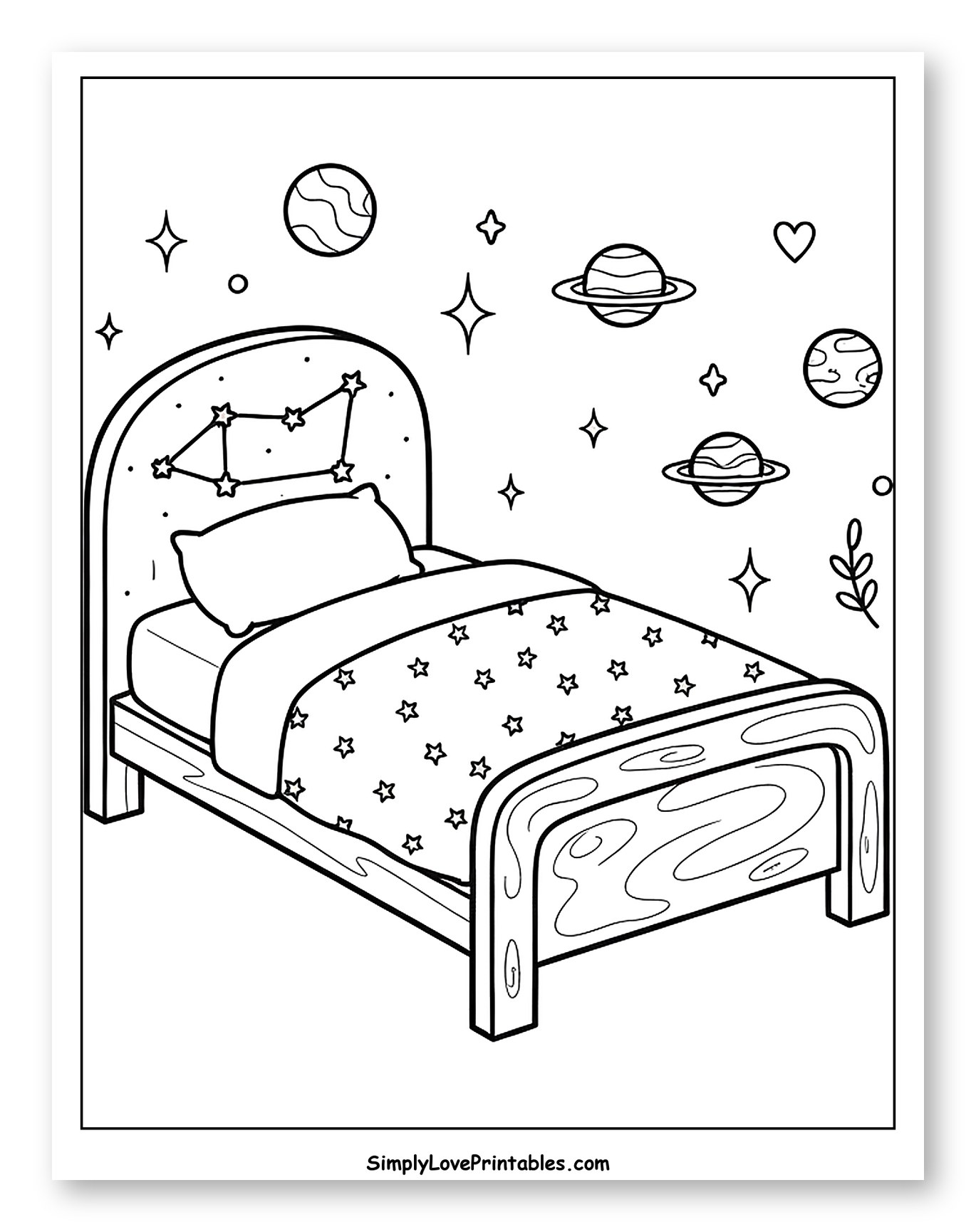Cozy Bed with Space and Constellation Theme