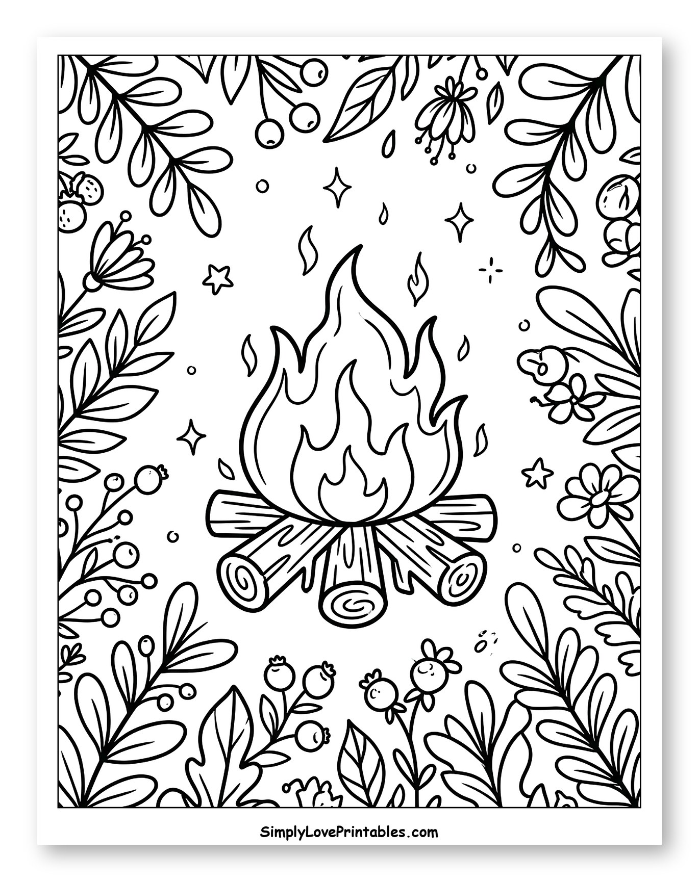 Cozy Bonfire with Berries and Foliage