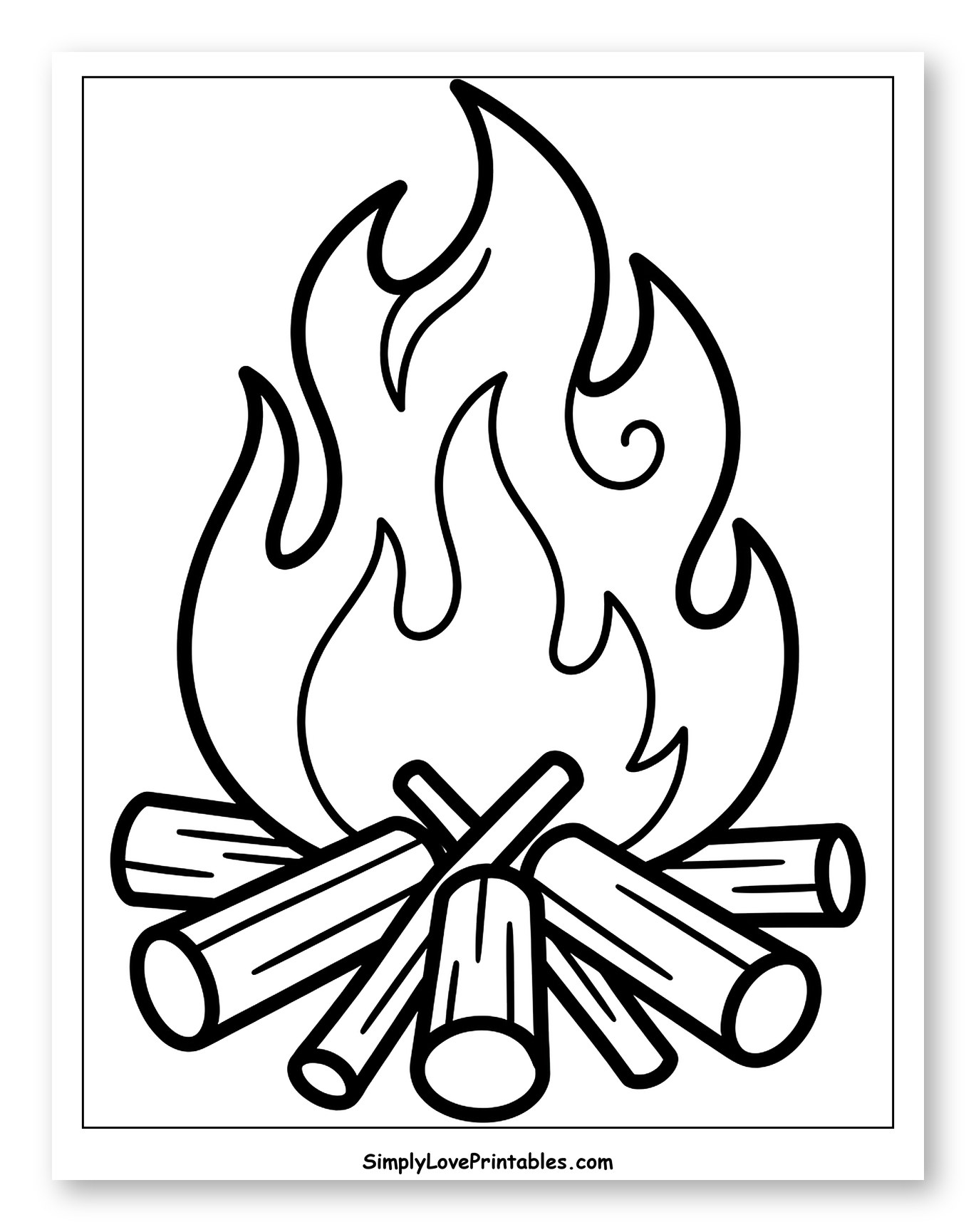 Cozy Campfire with Logs and Flames to Color for Toddlers