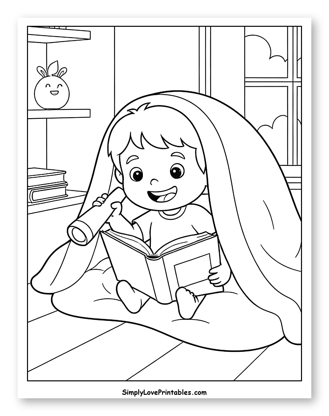 Cozy Child Reading with a Flashlight