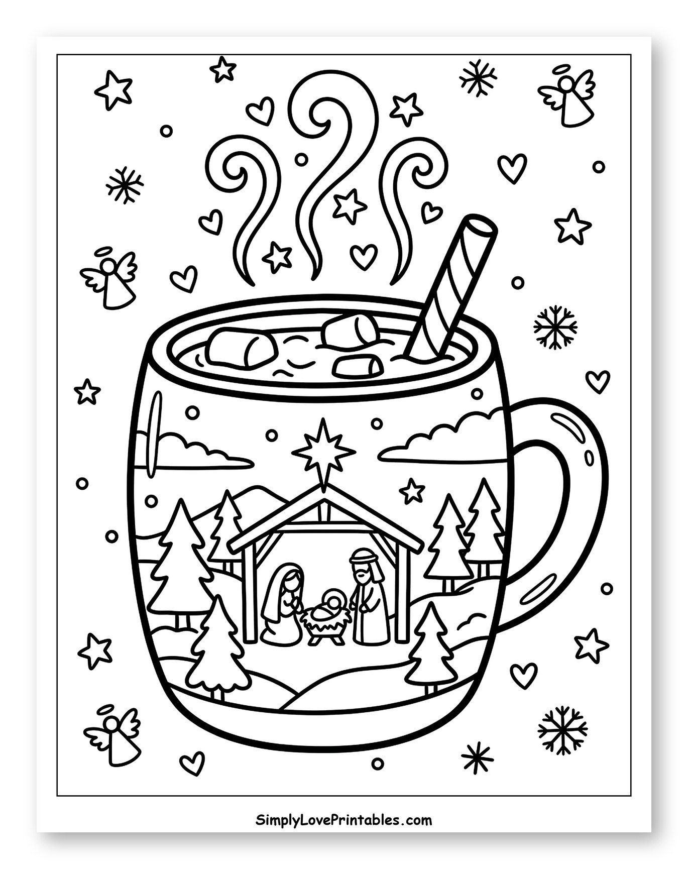 Cozy Christmas Nativity Scene Hot Cocoa Mug