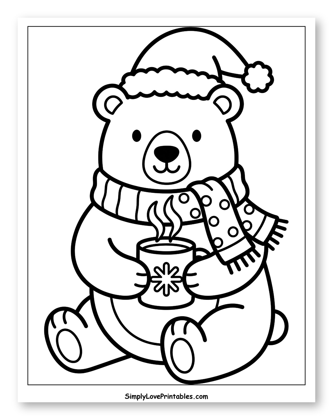 Cozy Christmas Polar Bear with Hot Cocoa
