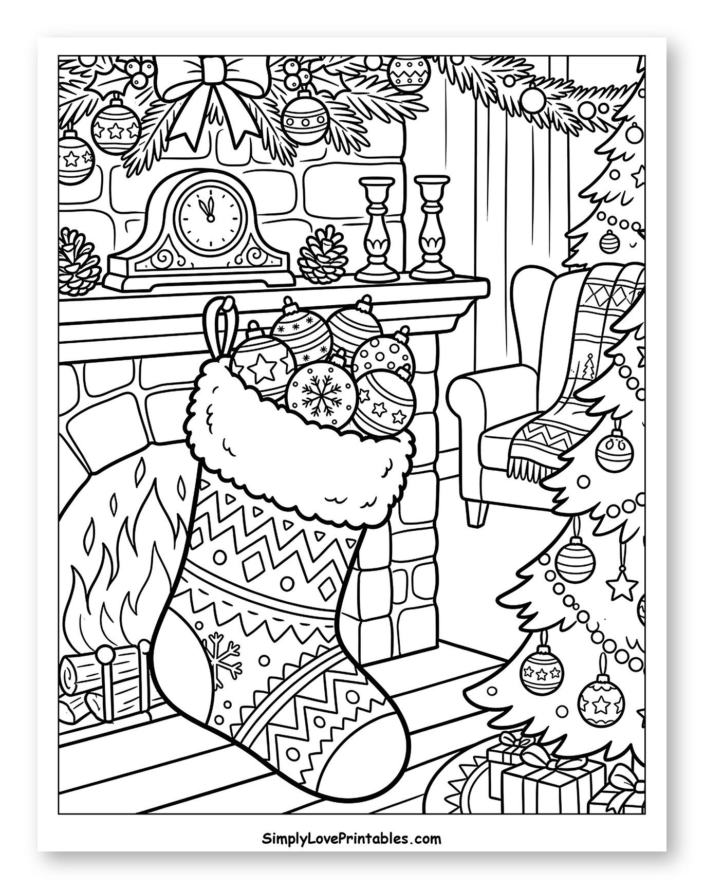Cozy Christmas Stocking Overflowing with Ornaments