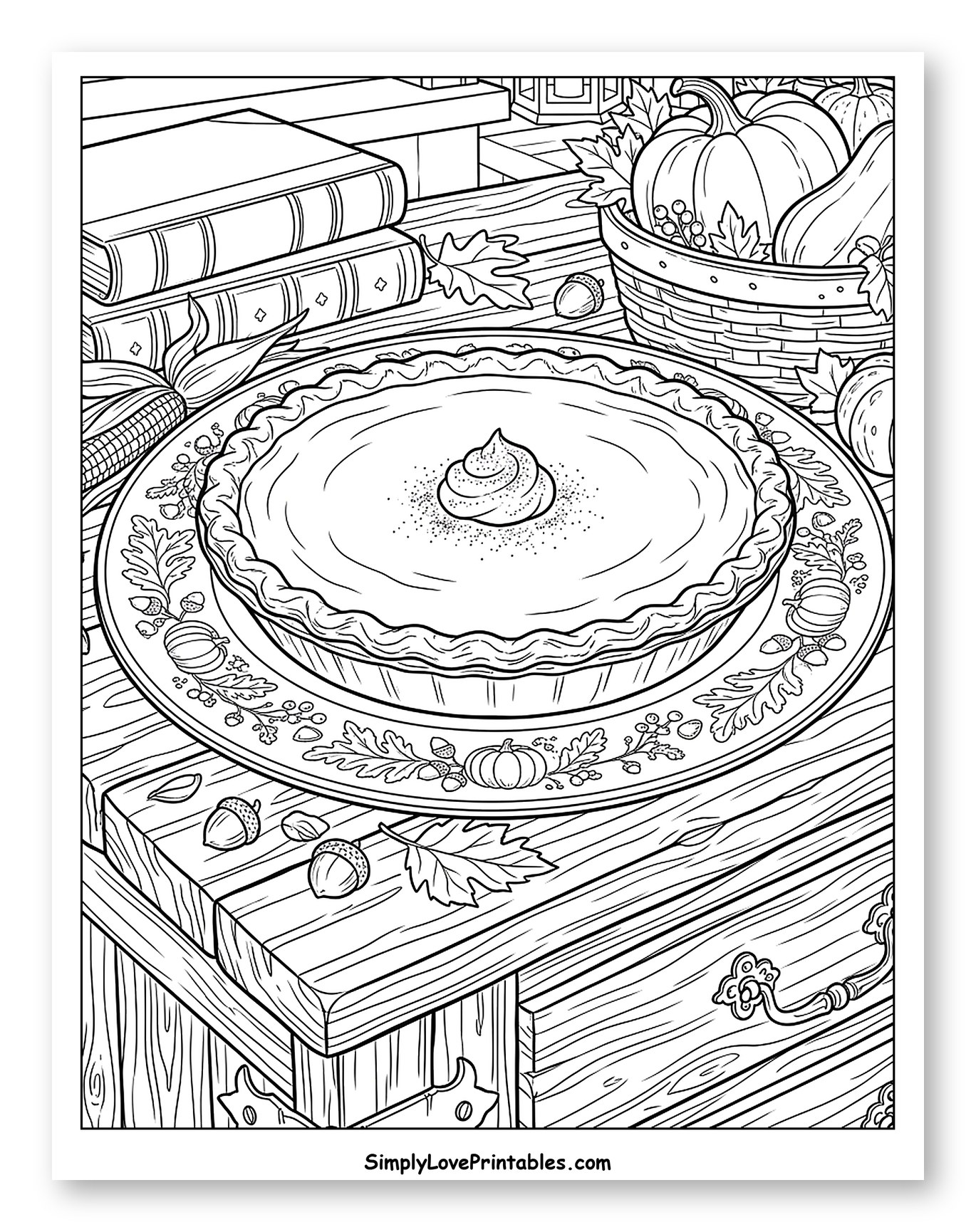 Cozy Fall Scene with Pumpkin Pie