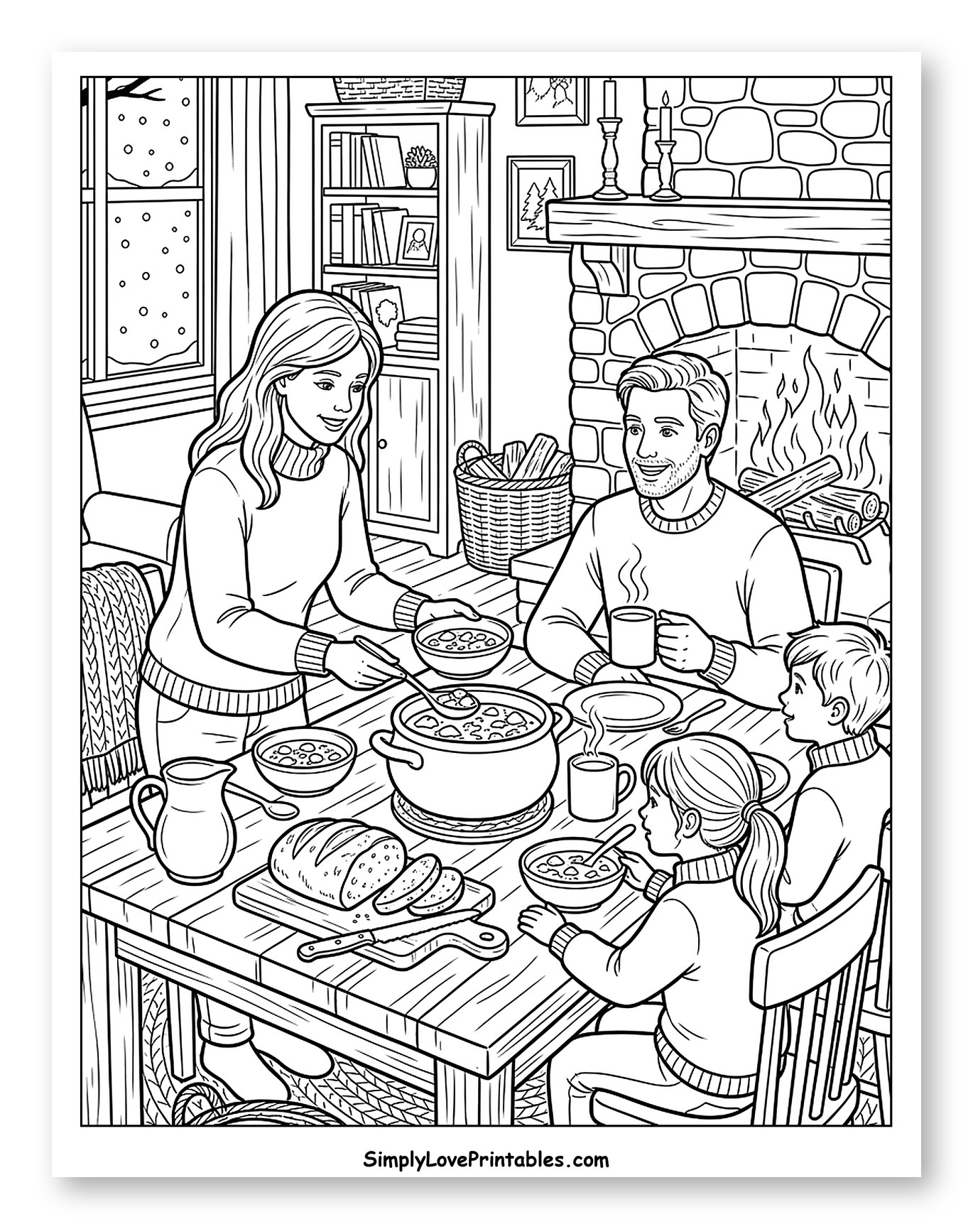 Cozy Family Dinner in Winter Home
