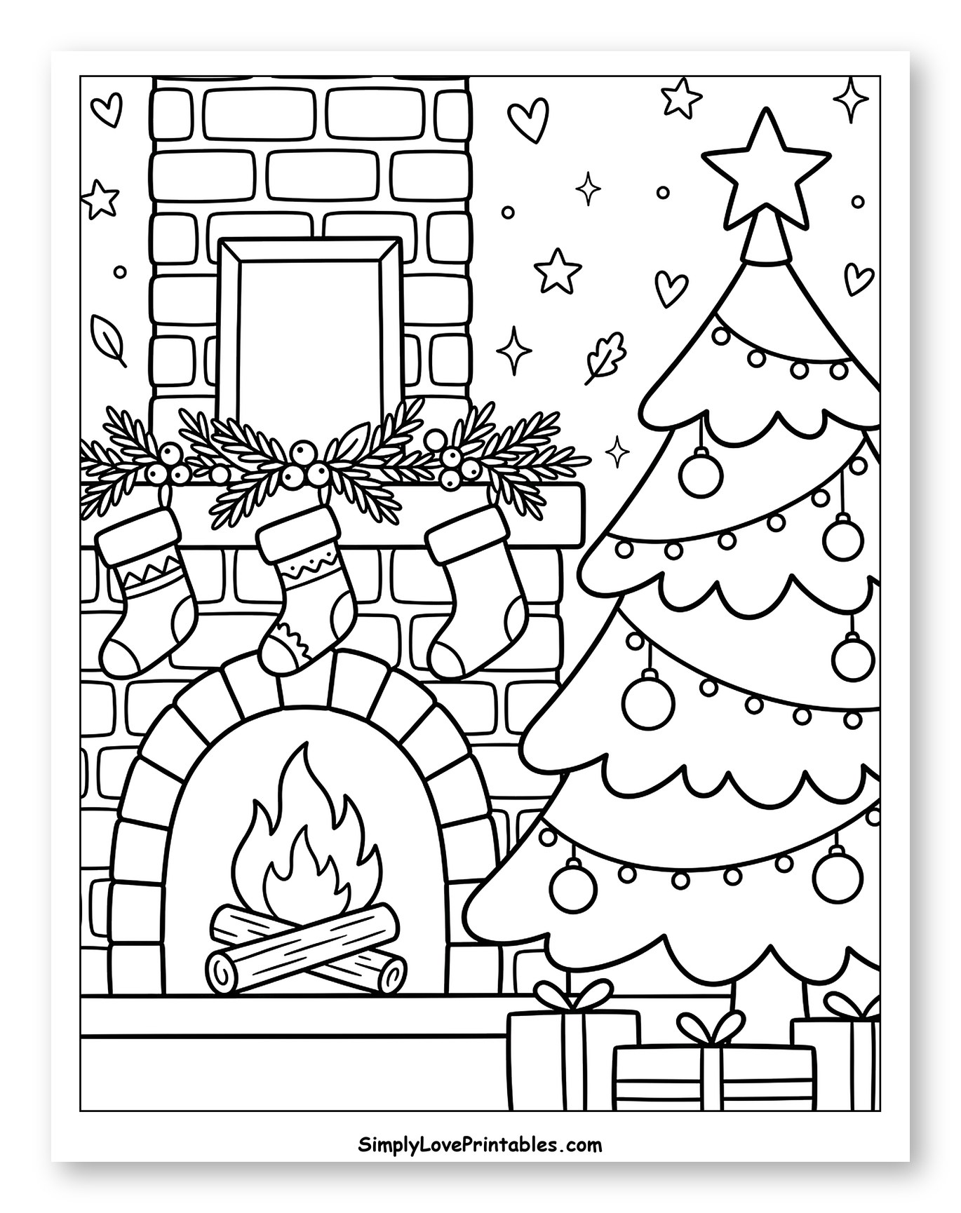 Cozy Fireplace and Decorated Christmas Tree