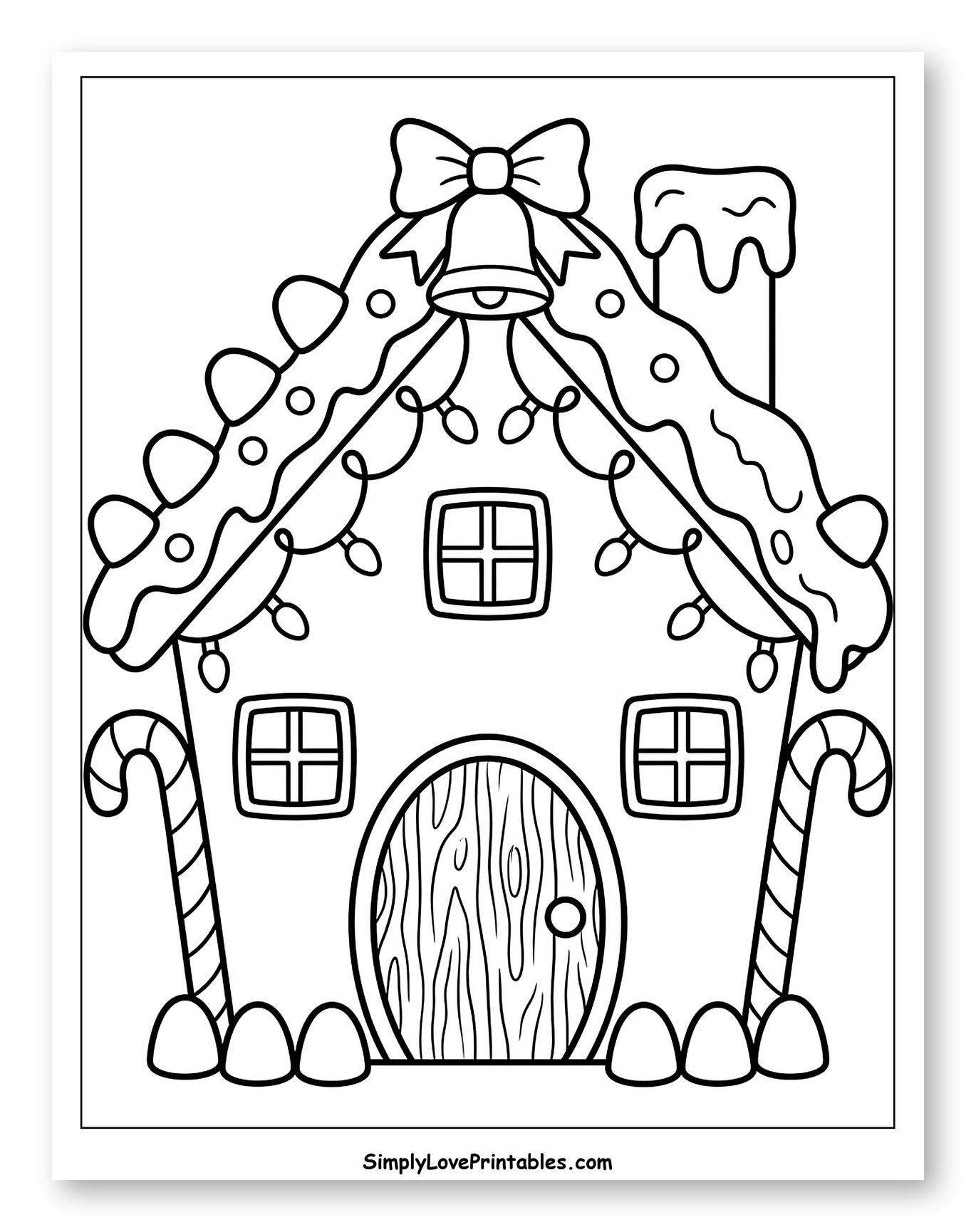 Cozy Gingerbread House with Christmas Bell and Bow
