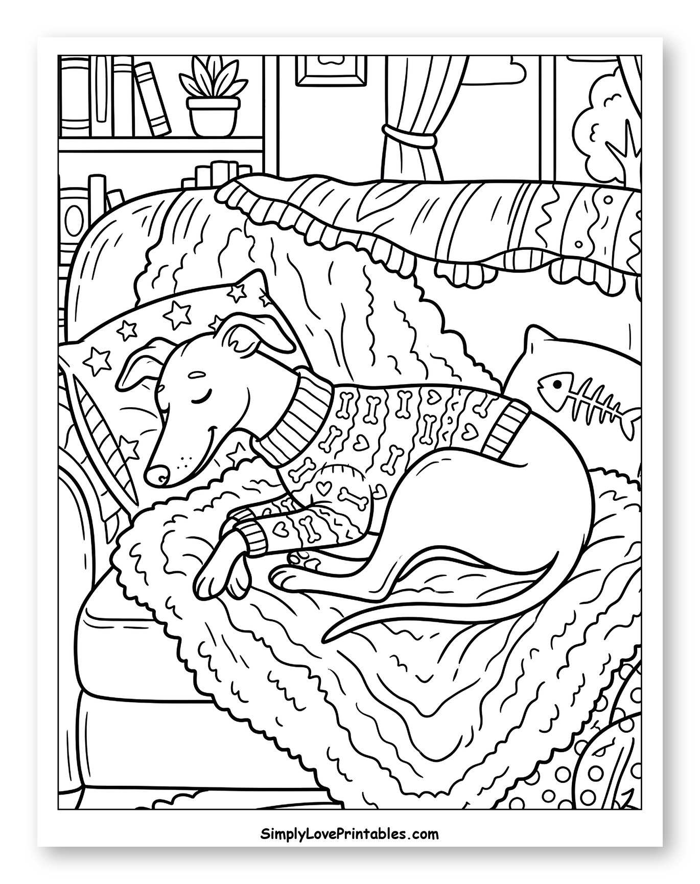 Cozy Greyhound Sleeping on a Blanket