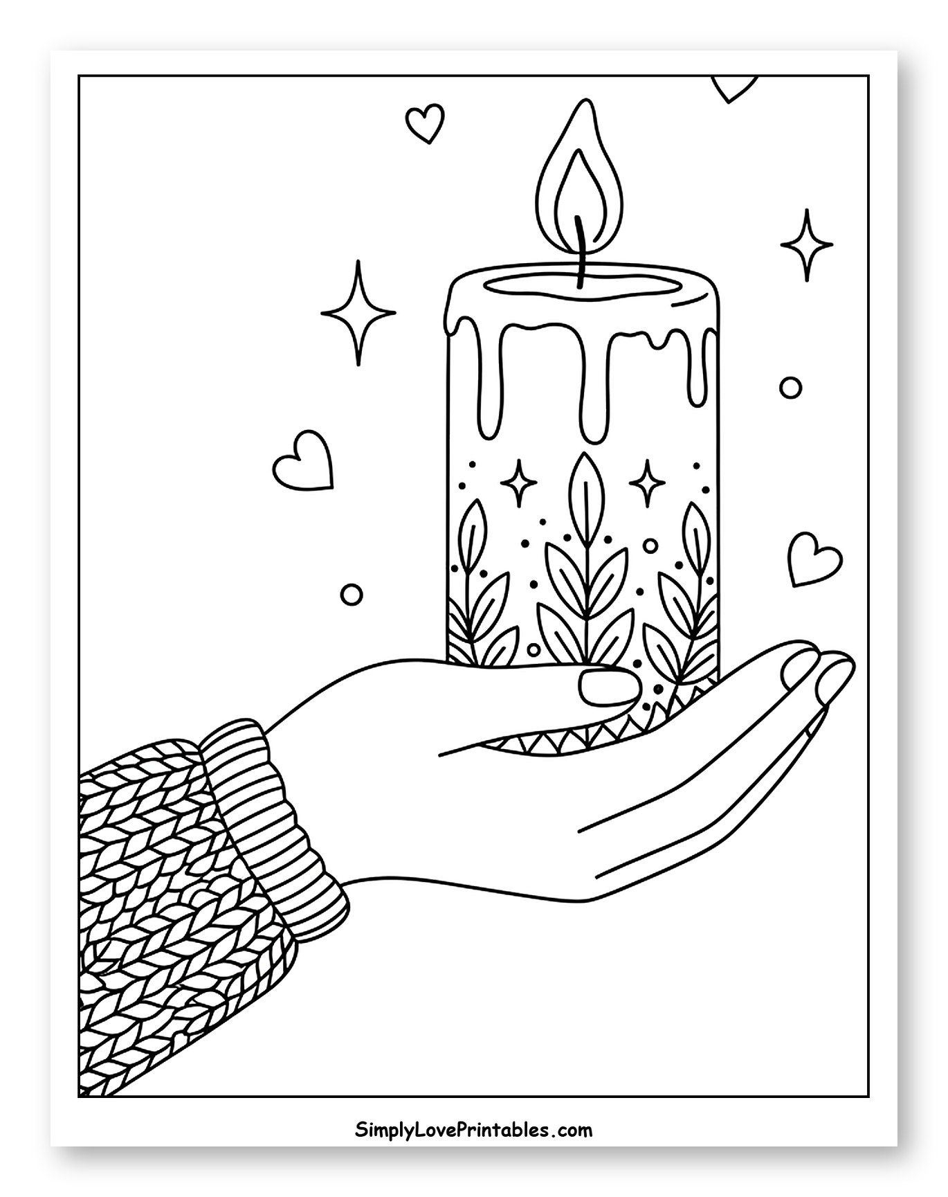 Cozy Hand Holding Burning Candle with Stars