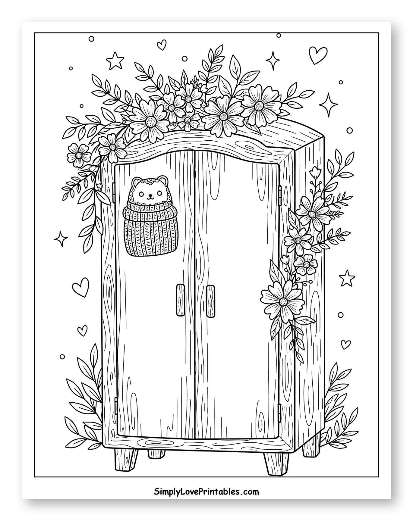 Cozy Hedgehog on a Flowery Wardrobe
