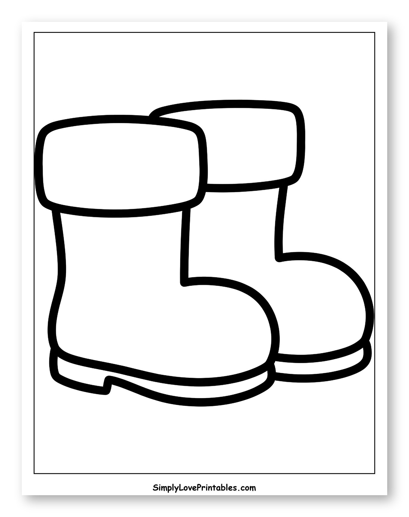 Cozy Holiday Boots with Soft Furry Cuffs Coloring Sheet for Toddlers