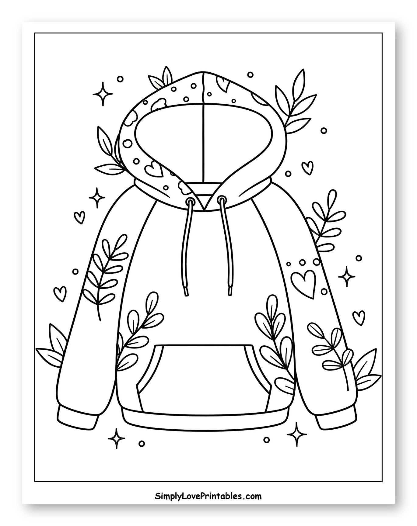 Cozy Hoodie with Botanical and Starry Accents