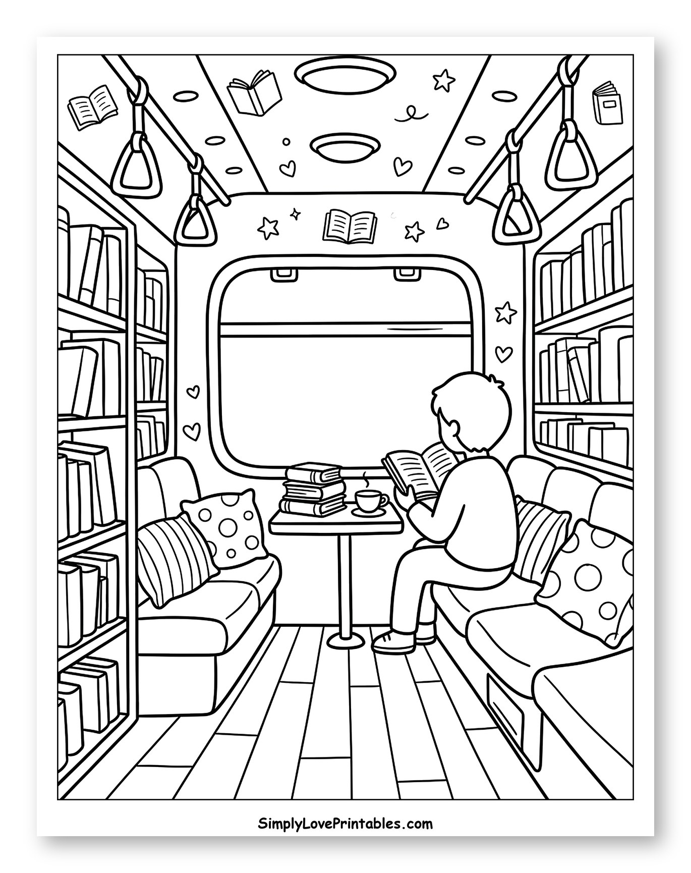 Cozy Library Subway Car with a Reader