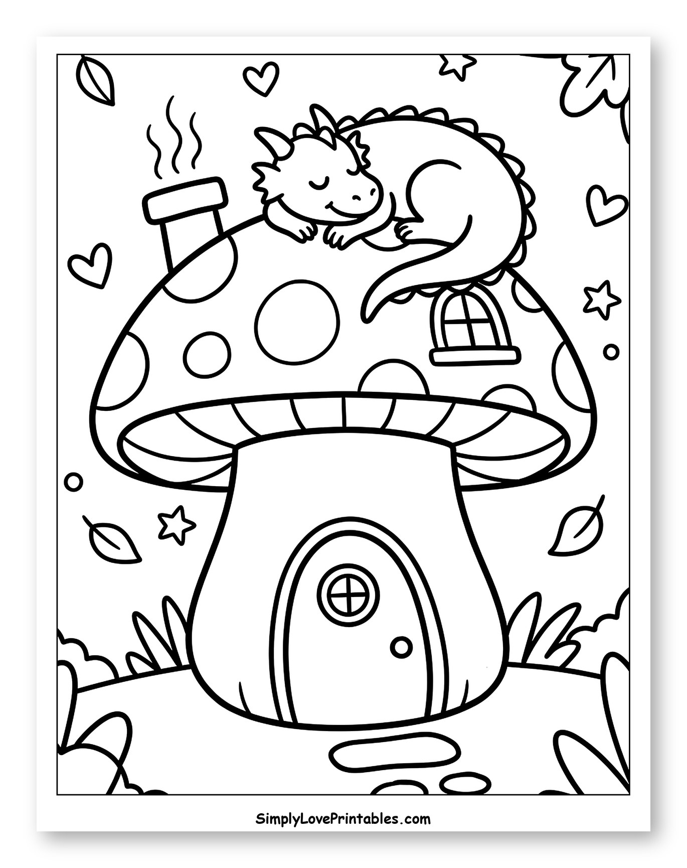Cozy Mushroom House with Sleeping Dragon