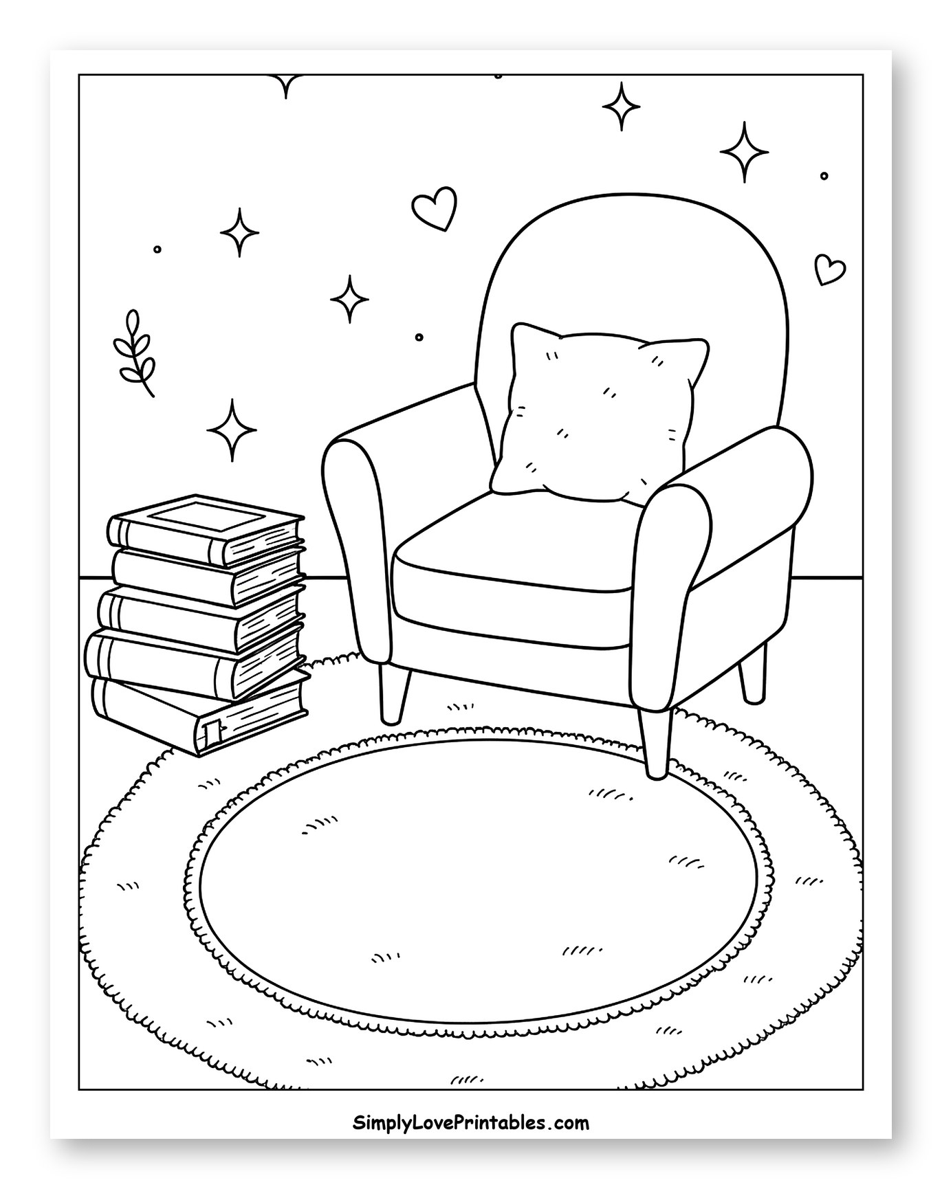 Cozy Reading Nook with Armchair and Books