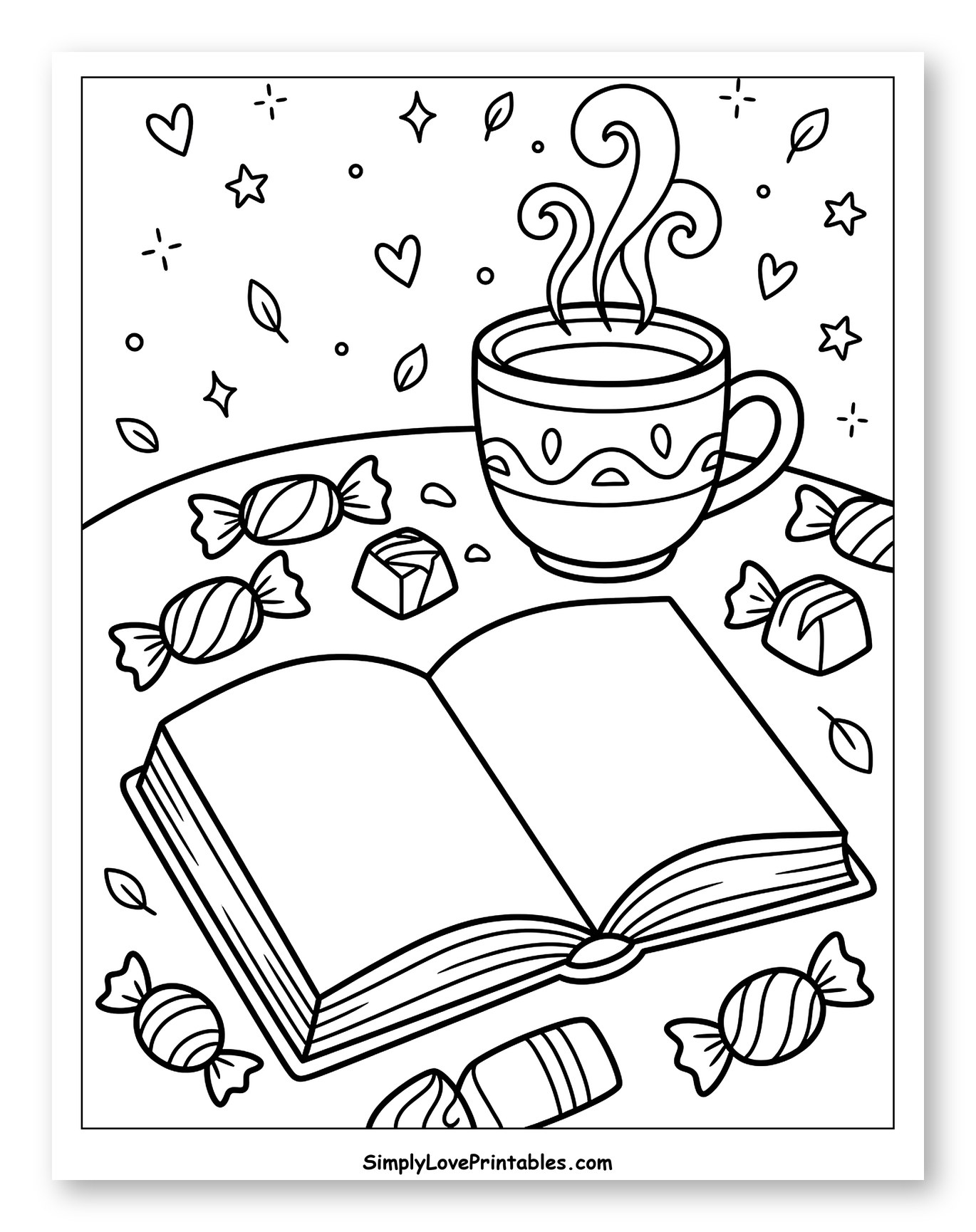 Cozy Reading Scene with Hot Drink and Sweets