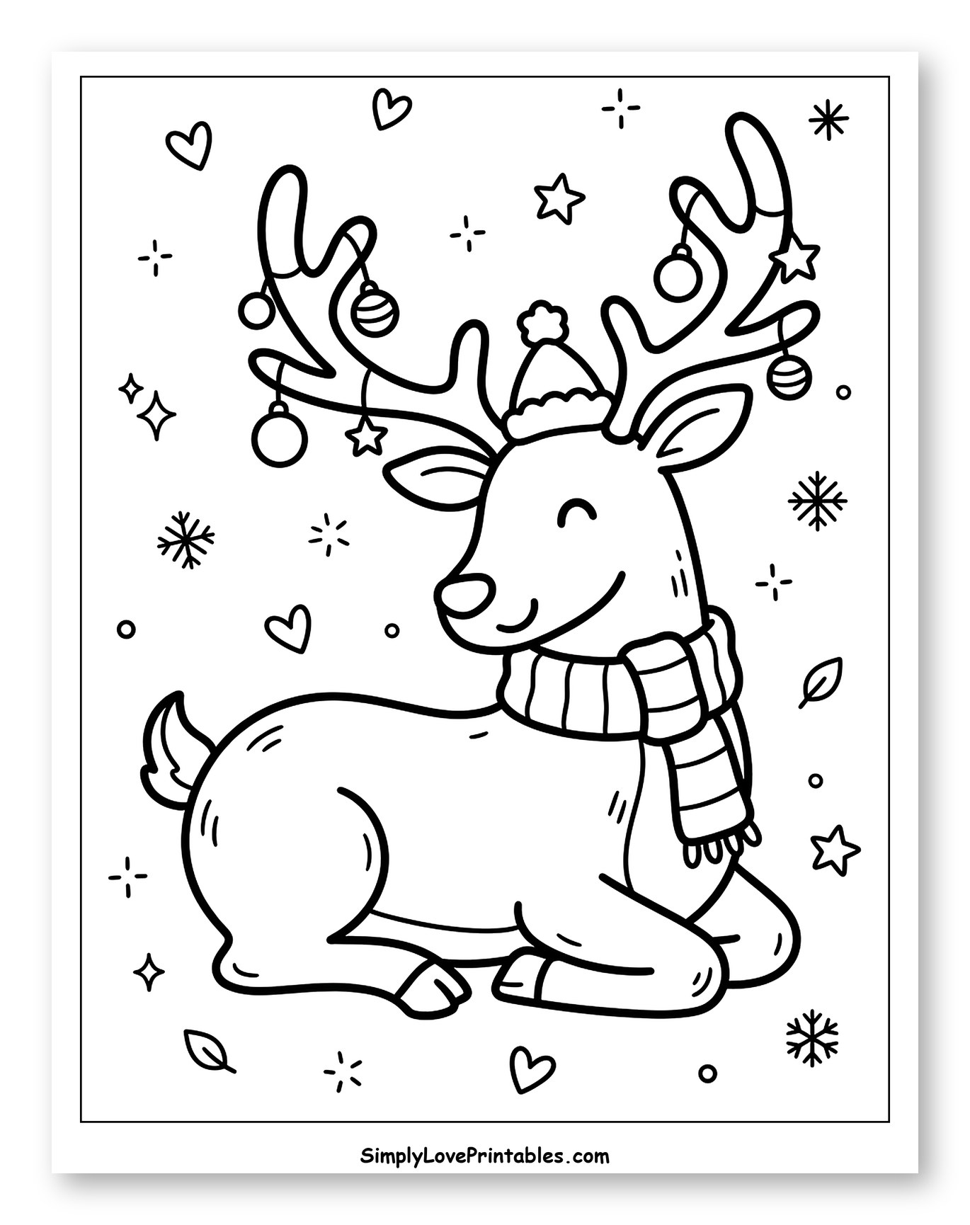 Cozy Reindeer with Decorated Antlers and Scarf